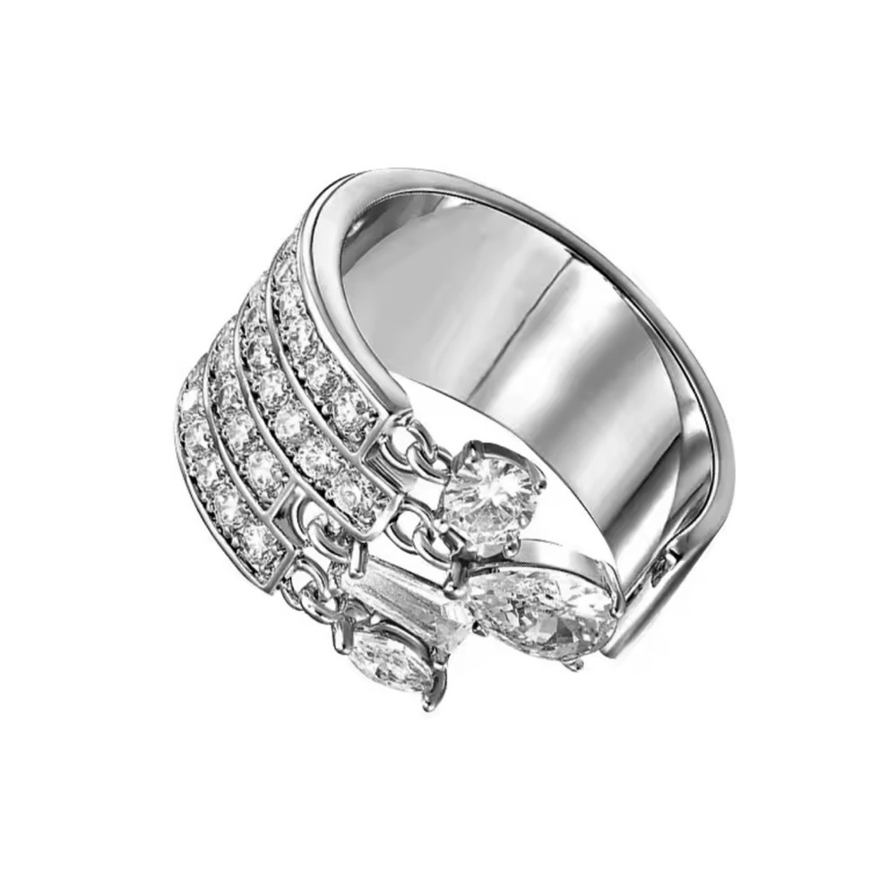 S925 Silver Ring With Gems